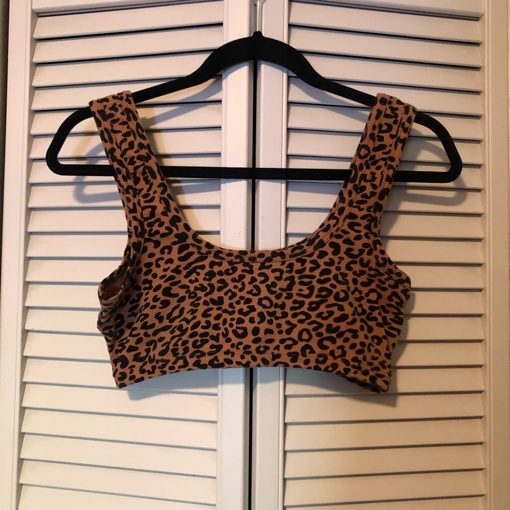ARQ leopard print wide strap bra top